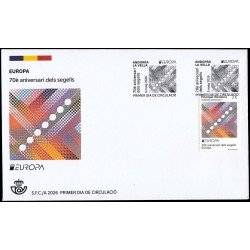 Andorra Española 588 2026 Europa 70 aniv. dels segells SPD Sobre Primer Día Andorra Española 588 2026 Europa 70 aniv. dels segells SPD Sobre Primer Día