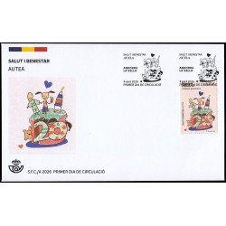 Andorra Española 586 2026 Salut i benestar Autea SPD Sobre Primer Día Andorra Española 586 2026 Salut i benestar Autea SPD Sobre Primer Día