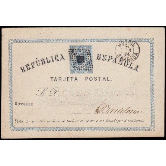 España Spain Entero Postal 3 1873