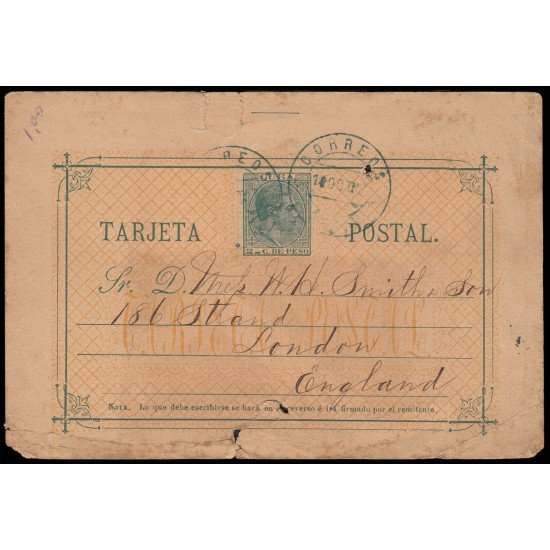 Cuba Entero Postal 15 1882 Alfonso XII Nota grande