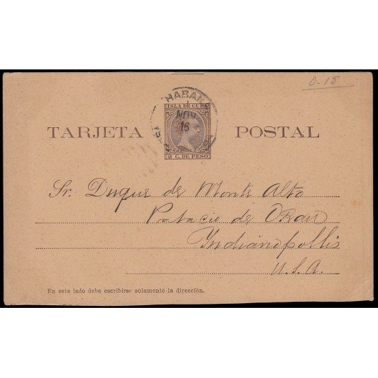 Cuba Entero Postal 29 1894-1896 Alfonso XIII