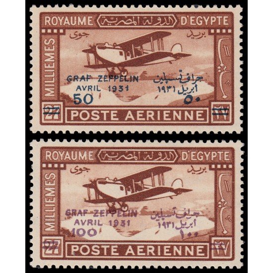 Egipto Aéreo 3/4 1931 Vuelo especial de Graf-Zeppelin Sobrecarga bilingüe MH