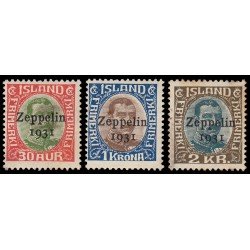 Islandia Iceland Aéreo 9/11 1931 Rey Christian X Sobreimpresiones de Zeppelin M Islandia Iceland Aéreo 9/11 1931 Rey Christian X Sobreimpresiones de Zeppelin M