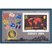 Jersey - 3-H - 1984 Lazos con la Commonwealth Mapa-mundi Banderas Lujo