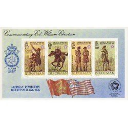 Man (isla de) - 2-H - 1976 Bicentenario de la Revolución americana  Personajes, a caballo, banderas Lujo