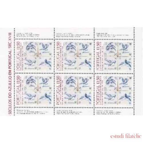 Portugal - 1582a - 1983 5 Siglos de Azulejos, Pájaros Mini Hojita de 6 sellos nº 1582 Lujo