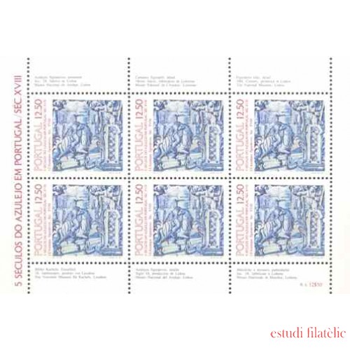 Portugal - 1593a - 1983 5 Siglos de Azulejos,caballo, jinete Mini Hojita 6 sellos nº 1593 Lujo