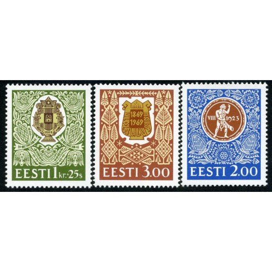 VAR2/S Estonia  Nº 238/40   1994  125º Aniv. del Festival estoniano de la canción Motivos decorativos y logos Lujo