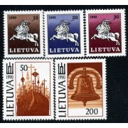Lituania - 398/02 - 1991 Serie Motivos diversos (duque Vitautas a caballo, campana de la libertad, montaña de las 1000 cruces) Lujo