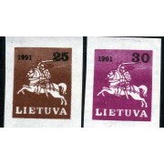 Lituania - 412A/12B - 1991 Serie Duque Vitautas a caballo Sin dentar Lujo