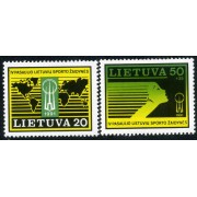 Lituania - 413/14 - 1991 IV Juegos deportivos mundiales de Lituania Mapa, símbolo Lujo