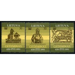 Lituania - 417/19 - 1991 650º Aniv. de la muerte del Gran-Duque Gedeminas Castillo, retrato, vista de Vilnius Lujo Lituania - 417/19 - 1991 650º Aniv. de la muerte del Gran-Duque Gedeminas Castillo, retrato, vista de Vilnius Lujo