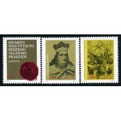Lituania - 450/52 - 1993 600º Aniv. nacimiento del Gran-Duque Vitautas Sello, retrato, batalla Lujo Lituania - 450/52 - 1993 600º Aniv. nacimiento del Gran-Duque Vitautas Sello, retrato, batalla Lujo