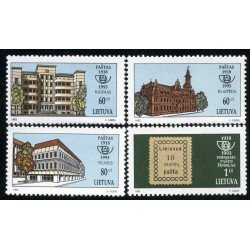 Lituania - 470/73 - 1993 75º Aniv. del correo lituano Edificios de correos Lujo Lituania - 470/73 - 1993 75º Aniv. del correo lituano Edificios de correos Lujo