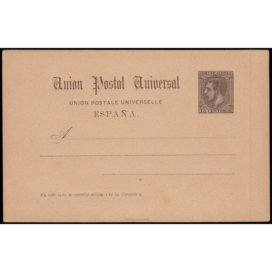 España Spain Entero Postal 16 1884
