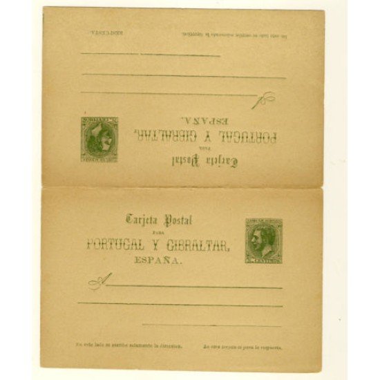 España Spain Entero Postal 14 Doble 1884 España Spain Entero Postal 14 Doble 1884