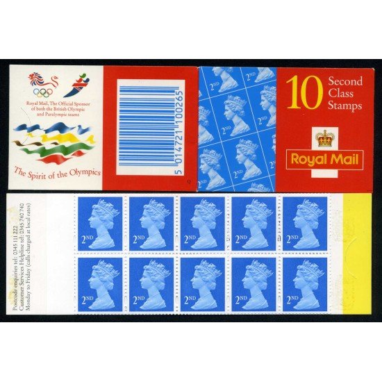 Gran Bretaña - 1473-C jjoo - 1990 Isabel II Carnet banda horizontal 10 sellos nº 1473 Patrocinio de los JJOO en cobertura del carnet