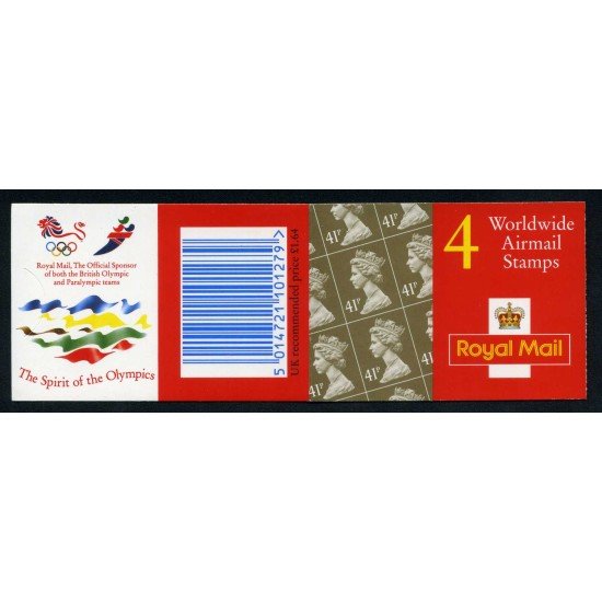 Gran Bretaña - 1717(II)-C - 1995 Isabel II Carnet bloque 4 sellos nº 1717 Logo del patrocinio de los JJOO en reverso