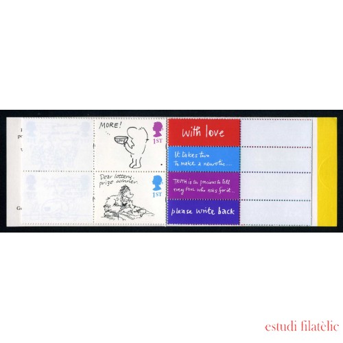 Gran Bretaña  - 1851-C Carnet, banda horizontal 10 sellos nº 1851/60 +20 etiquetas de saludo Lujo