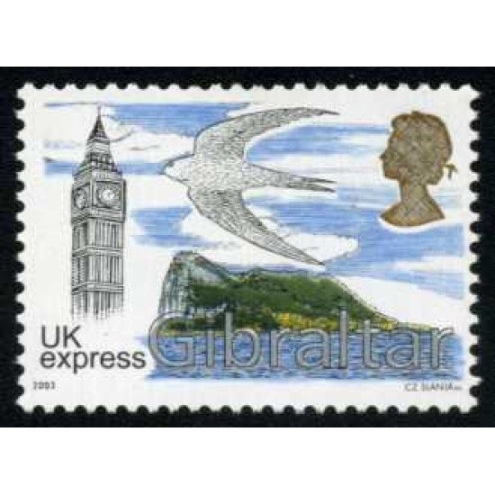Gibraltar - Nº 1050 2003 Serie Swiftair Peñón, golondrina y la torre de Londres Lujo
