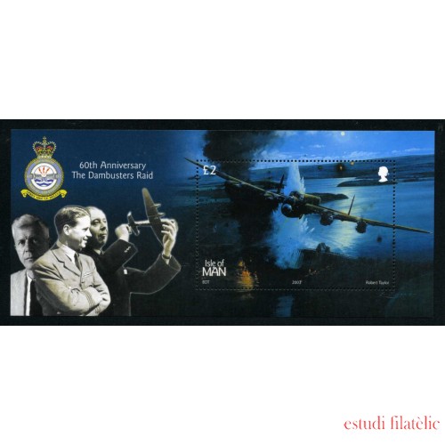 Man (isla de) - HB 52 2003 Historia de la aviación 60º Aniv. del raid DambustersBombardero Lancaster Avión Lujo