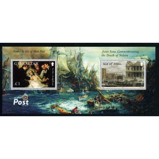 Man (isla de) - HB 61 2005 Bicentenario de la batalla de Trafalgar Emisión conjunta Gibraltar Barcos en la batalla Muerte de Nelson Lujo