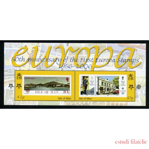 Man (isla de)  - HB 63 2006 50º Aniv. de las emisiones de sellos  Europa  Vista de la Isla Cartero Edificio postal Lujo