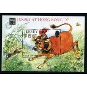 Jersey - Nº HB 16 1997 Exp. filatélica en Hong Kong Logo Año chino de la vaca Lujo