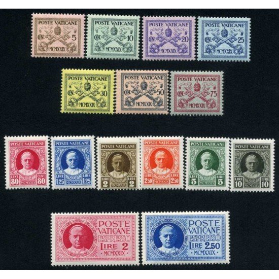 Vaticano 26/38 + Expres 1/2 1929 Pio VI  Escudos MH