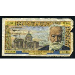 Francia 5 Francos 1965 nuevos Pliegues y roturas Billete Banknote Francia 5 Francos 1965 nuevos Pliegues y roturas Billete Banknote