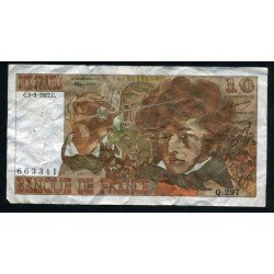 Francia 10 Francos 1977 Billete Banknote Circulado Puntos de aguja Francia 10 Francos 1977 Billete Banknote Circulado Puntos de aguja