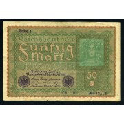 Alemania 50 Marcos 1919 Billete Banknote Circulado Pliegues Foto estandar