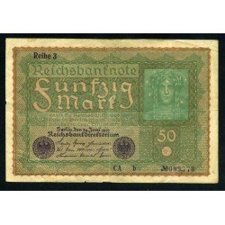 Alemania 50 Marcos 1919 Billete Banknote Circulado Pliegues Foto estandar Alemania 50 Marcos 1919 Billete Banknote Circulado Pliegues Foto estandar