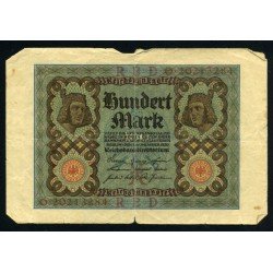 Alemania 100 Marcos 1920 Billete Banknote Circulado Pliegues Roturas Foto estandar Alemania 100 Marcos 1920 Billete Banknote Circulado Pliegues Roturas Foto estandar