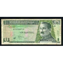 Guatemala 1 Quetzal 1983 Billete Banknote Circulado Pliegues Guatemala 1 Quetzal 1983 Billete Banknote Circulado Pliegues