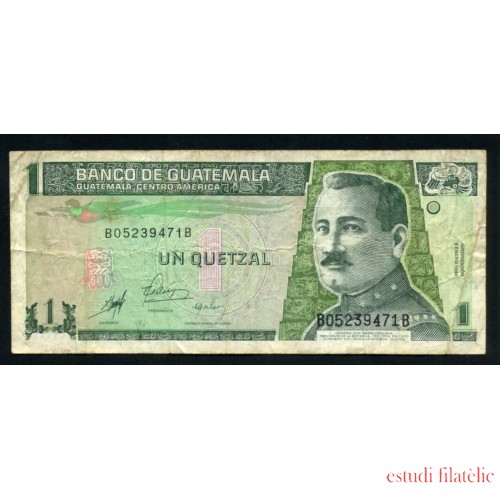 Guatemala 1 Quetzal 1983 Billete Banknote Circulado Pliegues