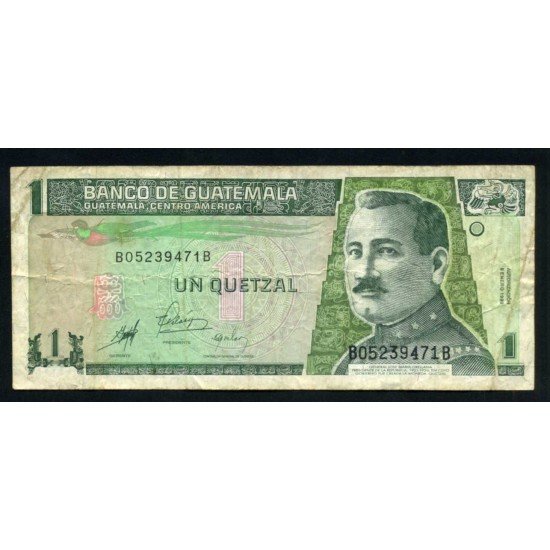Guatemala 1 Quetzal 1983 Billete Banknote Circulado Pliegues Guatemala 1 Quetzal 1983 Billete Banknote Circulado Pliegues