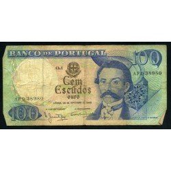 Billete P.169a Portugal 100 Escudos 1965 Pliegues, dobleces Billete P.169a Portugal 100 Escudos 1965 Pliegues, dobleces