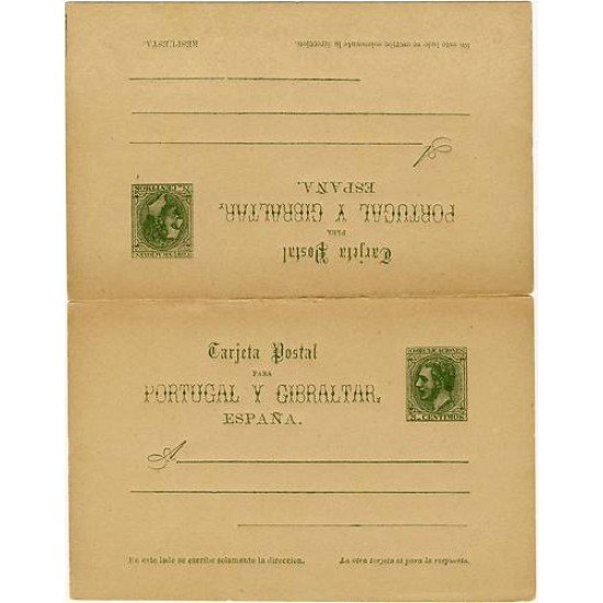 España Spain Entero Postal 14 Doble 1884 España Spain Entero Postal 14 Doble 1884