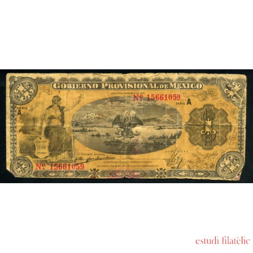 México 1 peso 1915 pesos Billete Banknote circulado 