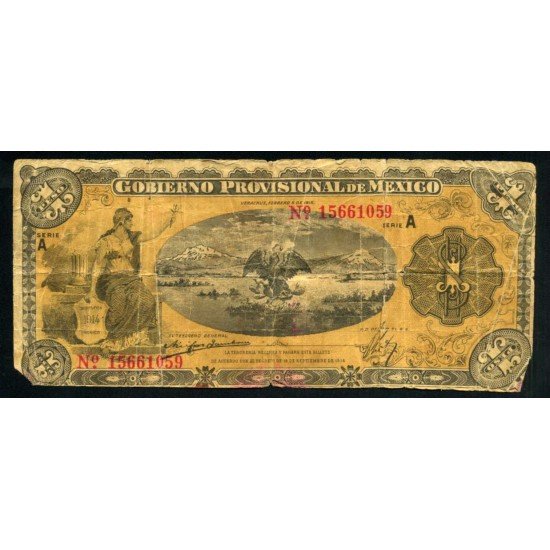 México 1 peso 1915 pesos Billete Banknote circulado México 1 peso 1915 pesos Billete Banknote circulado