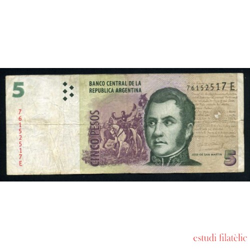 Argentina  5 pesos 2003 Billete Banknote circulado Pliegues