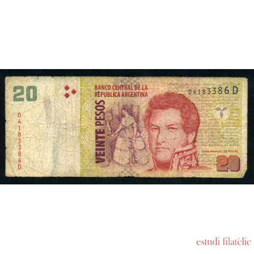 Argentina 20 pesos 2003 Billete Banknote Circulado Pliegues, defecto
