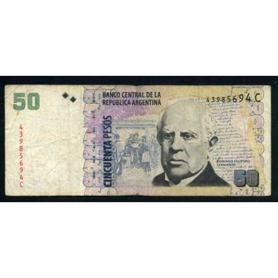Argentina 50 pesos 2003 Billete Banknote Circulado Pliegues Argentina 50 pesos 2003 Billete Banknote Circulado Pliegues