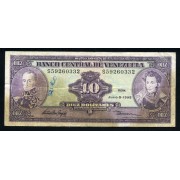 Venezuela 10 bolívares 1995 Billete Banknote Circulado Pliegues Defectos Foto estándar