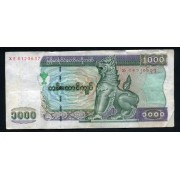 Birmania Billete P.77 Myanmar 1000 kyats 1998 Circulado Pliegues