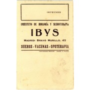 ESPAÑA TARJETA POSTAL PRIVADA Nº 9 LAIZ 419 IBYS SUEROS VACUNAS OPOTERAPIA