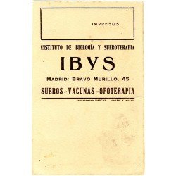 ESPAÑA TARJETA POSTAL PRIVADA Nº 9 LAIZ 419 IBYS SUEROS VACUNAS OPOTERAPIA
