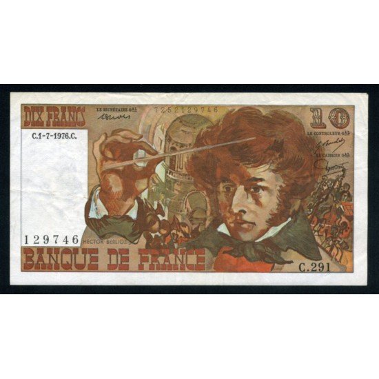 Francia 10 Francos 1976 Billete Banknote Circulado Pliegue Francia 10 Francos 1976 Billete Banknote Circulado Pliegue