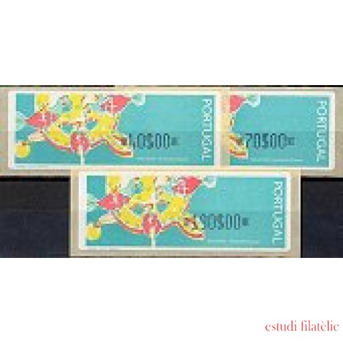 Portugal Atms 1995 Crouzet Juegos 3v Papel fosforescente D-7a
